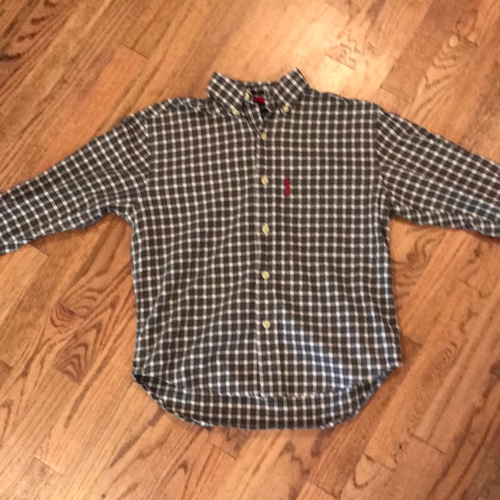 boys long sleeve button up plaid shirt